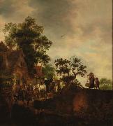 Isaac van Ostade Travellers Halting at an Inn painting